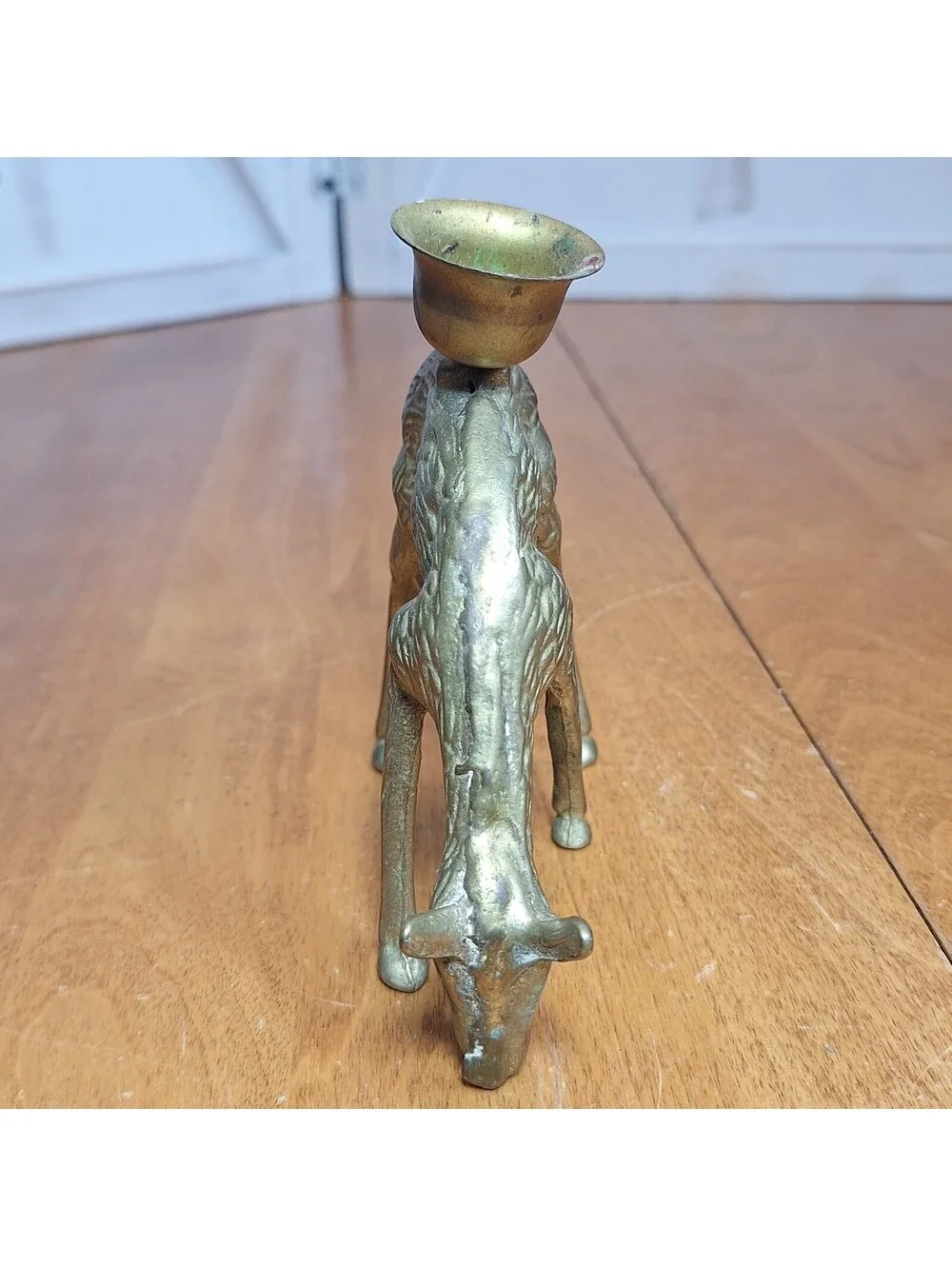 Vintage Brass Deer Candle Holder 4.75